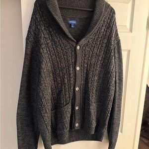 Club Room Men's Charcoal Cable Knit Shawl Collar Cardigan